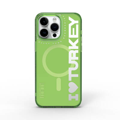 Apple iPhone 15 Pro Max Case with Magsafe Charging Feature I Love Turkey Text Patterned Wiwu Turkey E Series Cover - 12