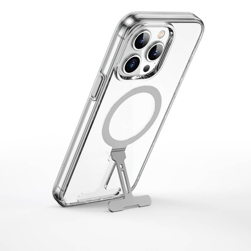 Apple iPhone 15 Pro Max Case Wiwu FYY-014 Magsafe Charging Featured Aluminum Alloy Metal Stand Transparent Cover - 4