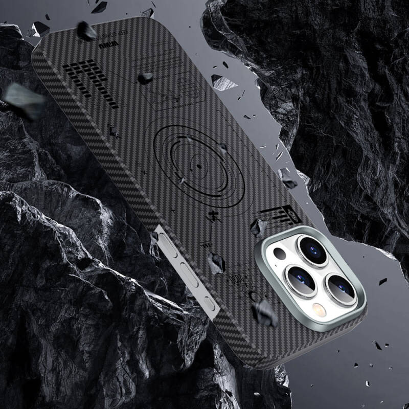 Apple iPhone 15 Pro Max Case Wiwu KJZ-017 Carbon Fiber 600D Explore Kevlar Cover - 12