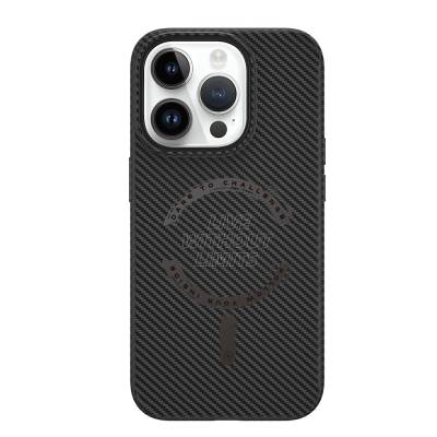 Apple iPhone 15 Pro Max Case Wiwu LCC-107 Carbon Fiber Magsafe Charging Featured Camera Protected Cabin Cover - 7