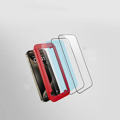 Apple iPhone 15 Pro Max Casebang Clear HD Ekran Koruyucu + Kolay Uygulama Aparatı - 4