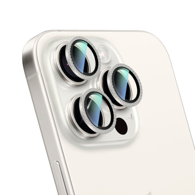 Apple iPhone 15 Pro Max CaseWorld Alloy Sparkling Diamond Series Stone Lens Protector - 6