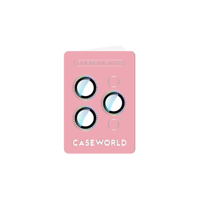 Apple iPhone 15 Pro Max CaseWorld Alloy Sparkling Diamond Series Stone Lens Protector - 11