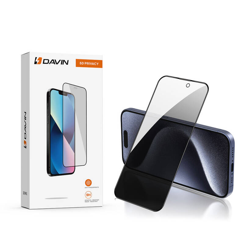 Apple iPhone 15 Pro Max Davin 5D Privacy Cam Ekran Koruyucu - 1