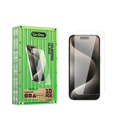 Apple iPhone 15 Pro Max Go Des Fingerprint Free 9H Oleophobic Bom Glass Screen Protector 10 Pack - 1