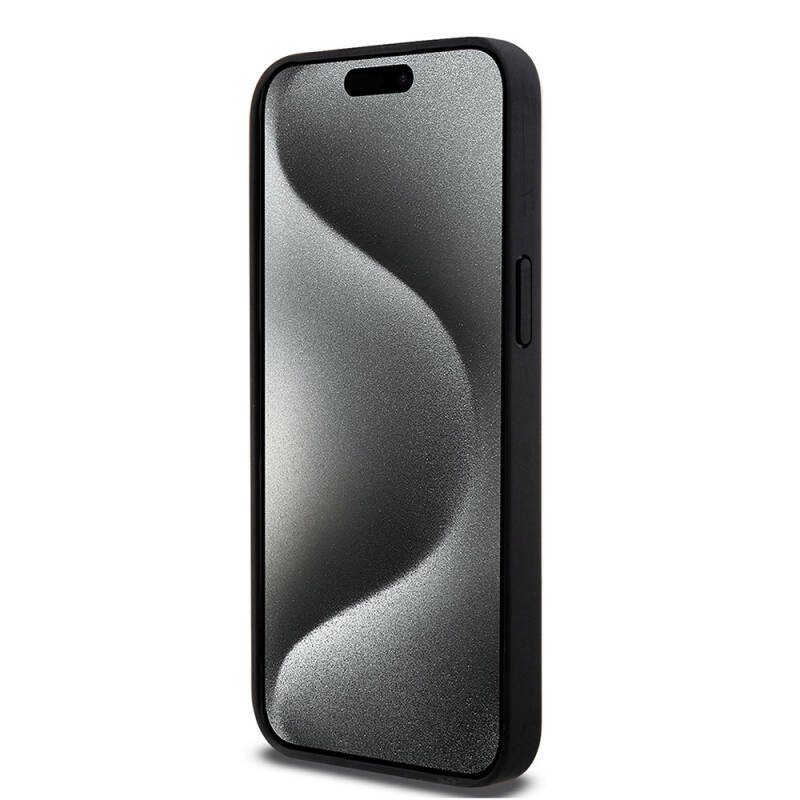 Apple iPhone 15 Pro Max Kılıf AMG Orjinal Lisanslı Magsafe Şarj Özellikli Delikli Deri Kıvrımlı Çizgili Kapak - 5