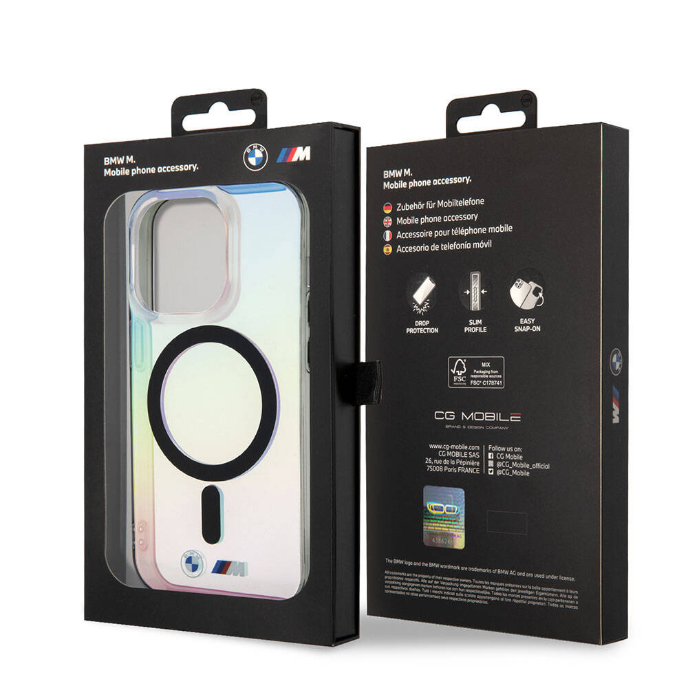 Apple iPhone 15 Pro Max Kılıf BMW Magsafe Şarj Özellikli Transparan Renk Geçişli Iridescent Orjinal Lisanslı Kapak - 7
