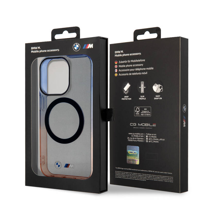 Apple iPhone 15 Pro Max Kılıf BMW Magsafe Şarj Özellikli Transparan Renkli Çerçeveli Orjinal Lisanslı Kapak - 7