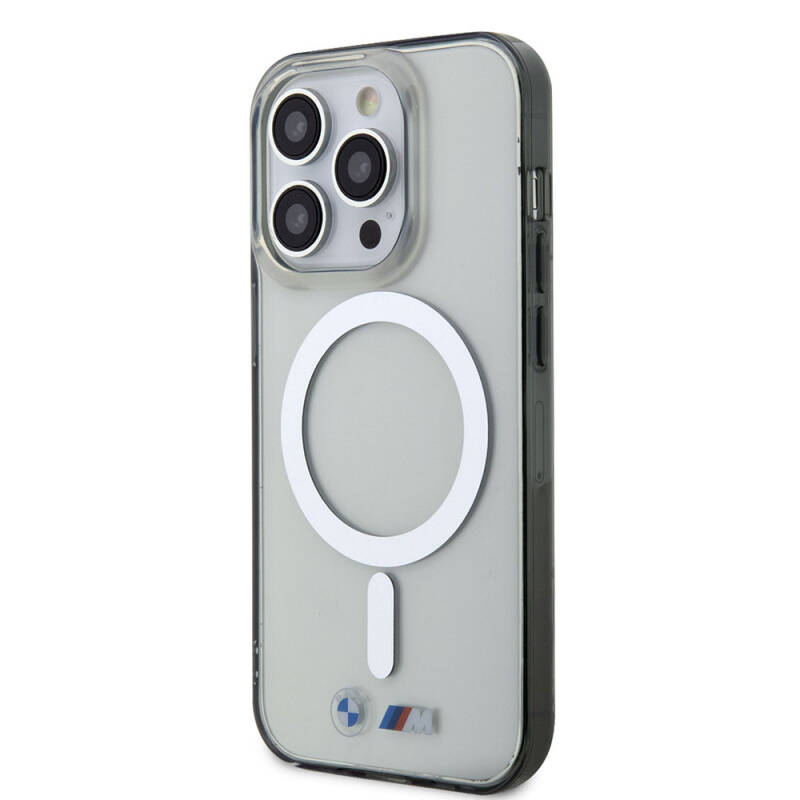Apple iPhone 15 Pro Max Kılıf BMW Magsafe Şarj Özellikli Transparan Silver Ring Orjinal Lisanslı Kapak - 2