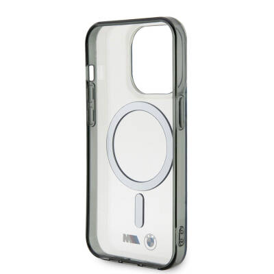 Apple iPhone 15 Pro Max Kılıf BMW Magsafe Şarj Özellikli Transparan Silver Ring Orjinal Lisanslı Kapak - 6
