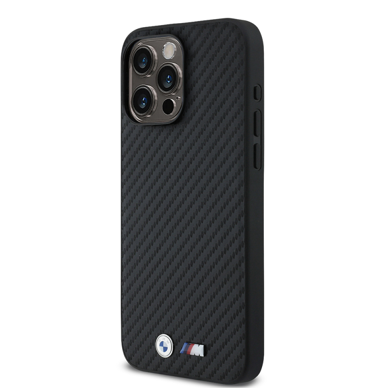 Apple iPhone 15 Pro Max Kılıf BMW Orjinal Lisanslı Karbon Fiber Tasarımlı ve Metal Logolu PU Deri Kapak - 3