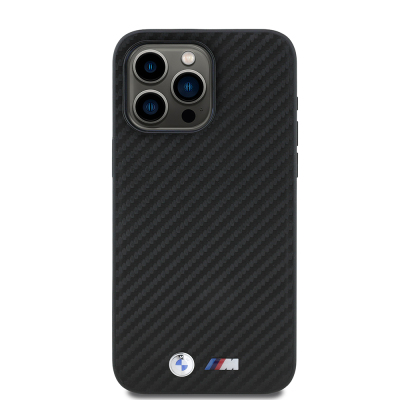 Apple iPhone 15 Pro Max Kılıf BMW Orjinal Lisanslı Karbon Fiber Tasarımlı ve Metal Logolu PU Deri Kapak - 4