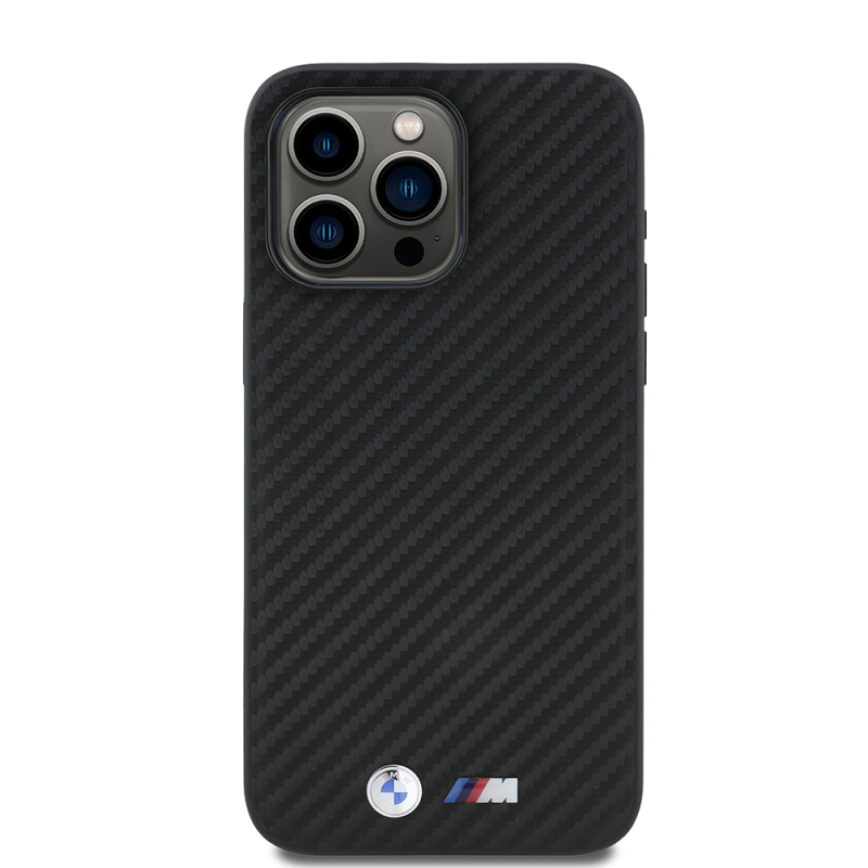 Apple iPhone 15 Pro Max Kılıf BMW Orjinal Lisanslı Karbon Fiber Tasarımlı ve Metal Logolu PU Deri Kapak - 4