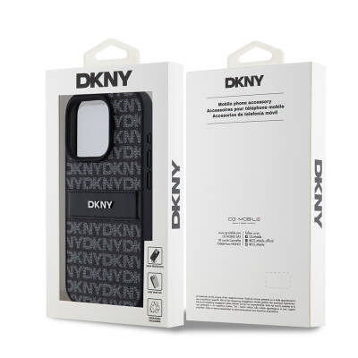 Apple iPhone 15 Pro Max Kılıf DKNY Orjinal Lisanslı 3D Yazılı Repeat Texture Pattern Kapak - 9