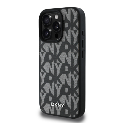 Apple iPhone 15 Pro Max Kılıf DKNY Orjinal Lisanslı M-safe Şarj Özellikli 3D Yazılı Grid Pattern Kapak - 4