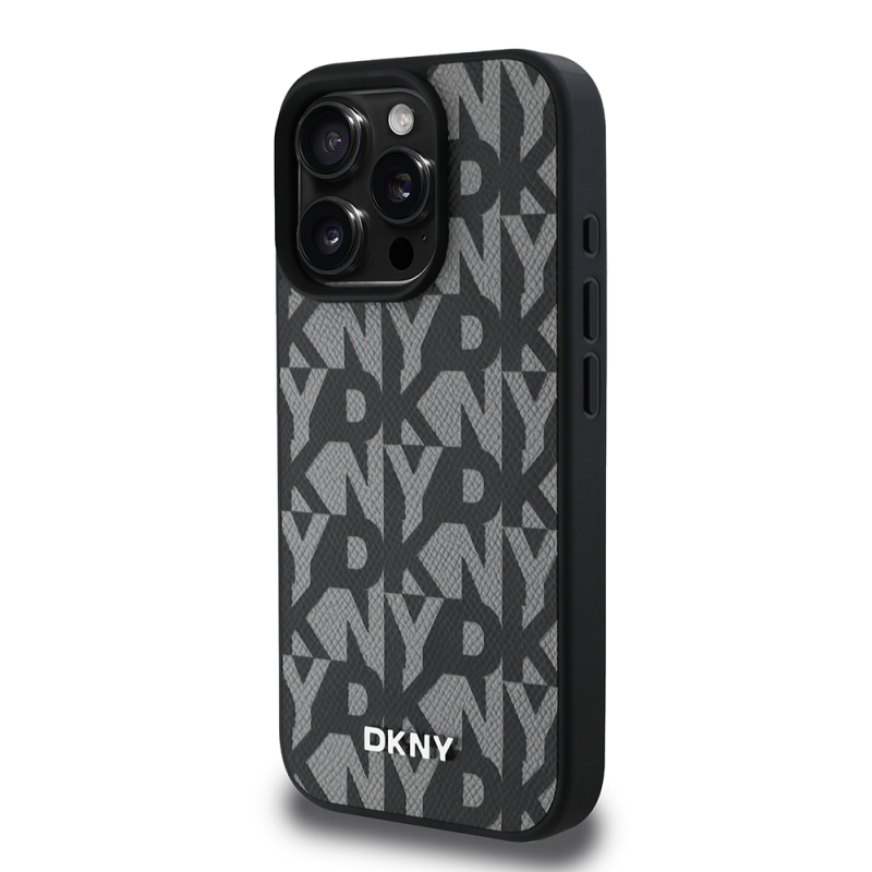 Apple iPhone 15 Pro Max Kılıf DKNY Orjinal Lisanslı M-safe Şarj Özellikli 3D Yazılı Grid Pattern Kapak - 4