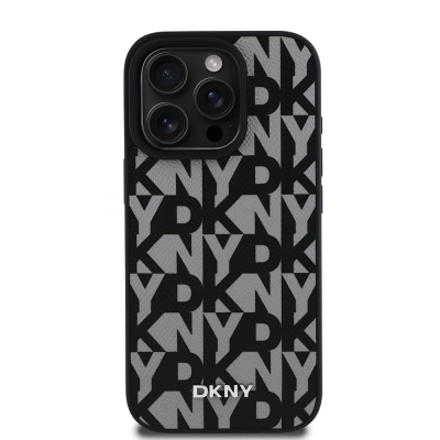 Apple iPhone 15 Pro Max Kılıf DKNY Orjinal Lisanslı M-safe Şarj Özellikli 3D Yazılı Grid Pattern Kapak - 5