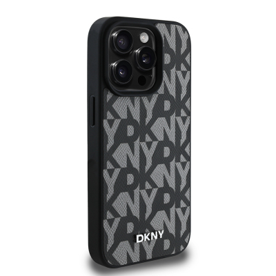 Apple iPhone 15 Pro Max Kılıf DKNY Orjinal Lisanslı M-safe Şarj Özellikli 3D Yazılı Grid Pattern Kapak - 6
