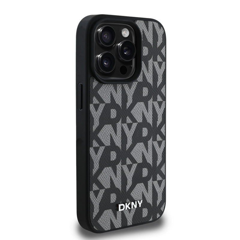 Apple iPhone 15 Pro Max Kılıf DKNY Orjinal Lisanslı M-safe Şarj Özellikli 3D Yazılı Grid Pattern Kapak - 6