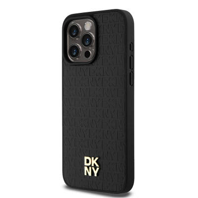 Apple iPhone 15 Pro Max Kılıf DKNY Orjinal Lisanslı Magsafe Şarj Özellikli 3D Yazılı Repeat Pattern Kapak - 3