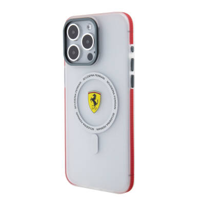 Apple iPhone 15 Pro Max Kılıf Ferrari Orjinal Lisanslı Magsafe Şarj Özellikli Kontrast Bumper SF Ring Kapak - 11