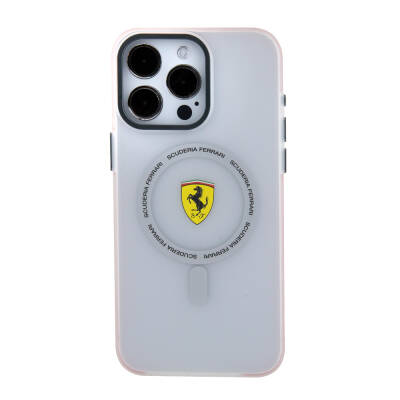 Apple iPhone 15 Pro Max Kılıf Ferrari Orjinal Lisanslı Magsafe Şarj Özellikli Kontrast Bumper SF Ring Kapak - 12