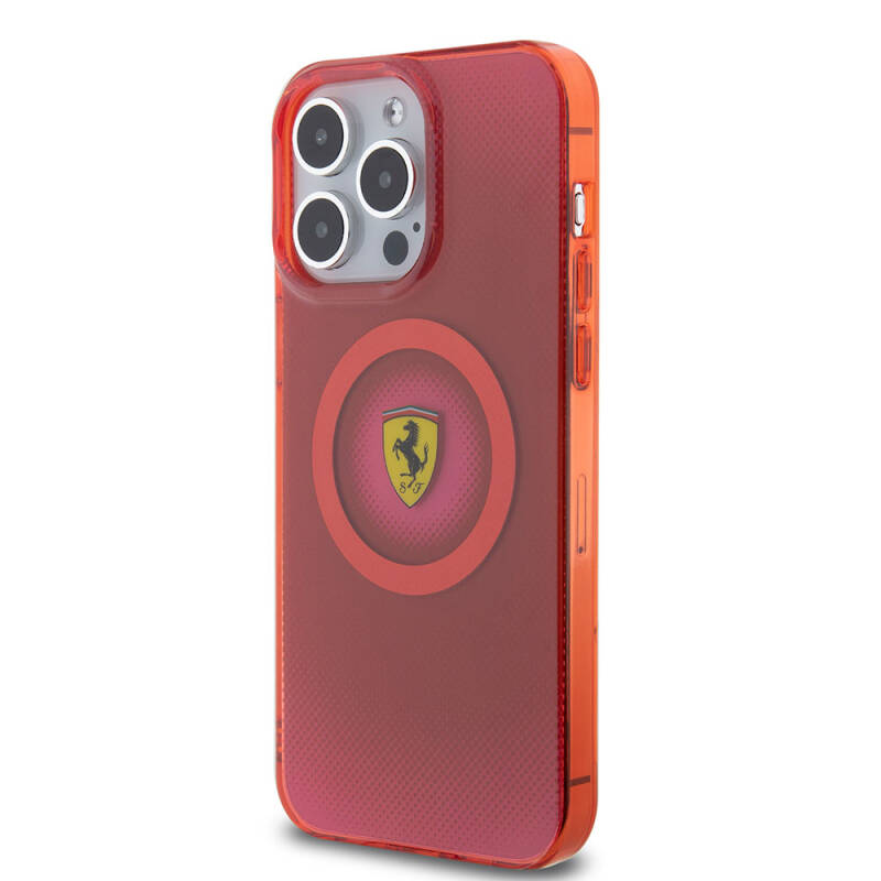 Apple iPhone 15 Pro Max Kılıf Ferrari Orjinal Lisanslı Magsafe Şarj Özellikli Parçalanan Noktalar Desenli Kapak - 19