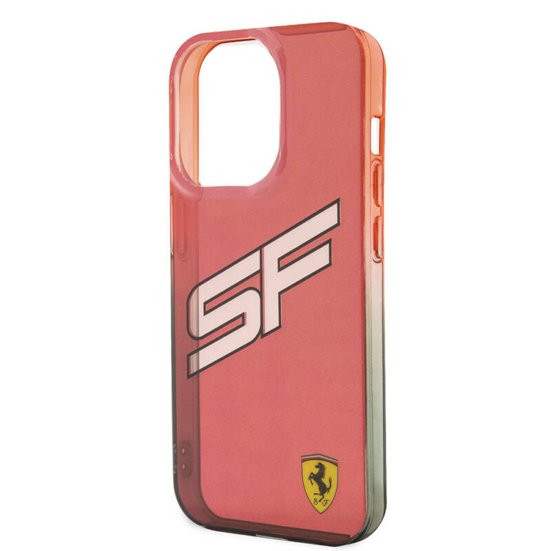 Apple iPhone 15 Pro Max Kılıf Ferrari Orjinal Lisanslı Transparan SF Yazılı Kenarları Renk Geçişli Kapak - 15