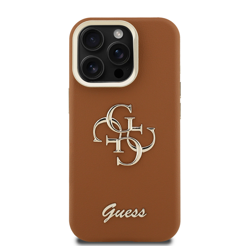 Apple iPhone 15 Pro Max Kılıf Guess Orjinal Lisanslı Grained Yazı Logolu Kamera Standlı Kapak - 7