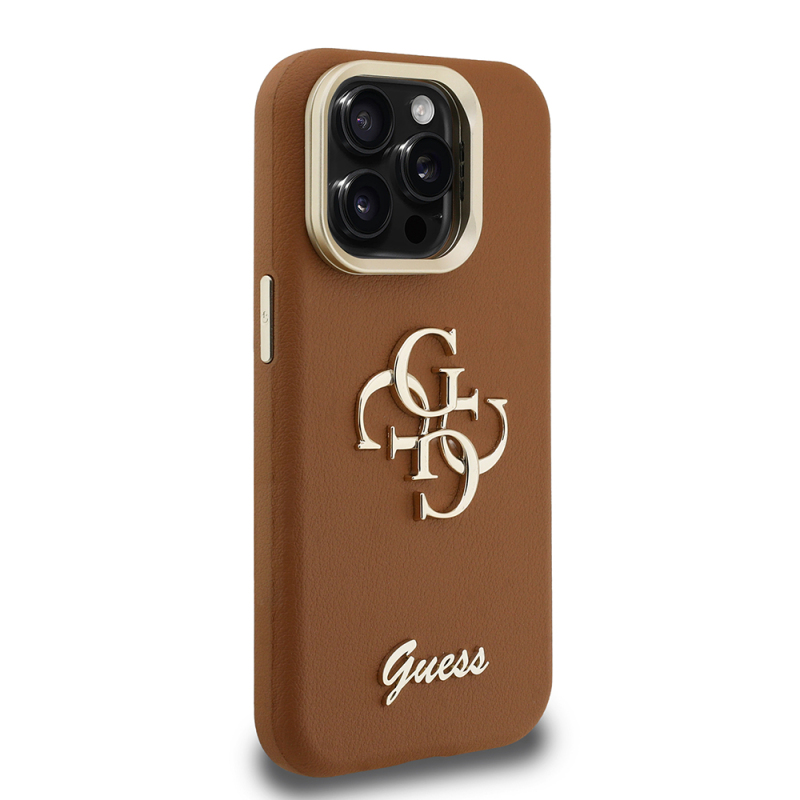 Apple iPhone 15 Pro Max Kılıf Guess Orjinal Lisanslı Grained Yazı Logolu Kamera Standlı Kapak - 8