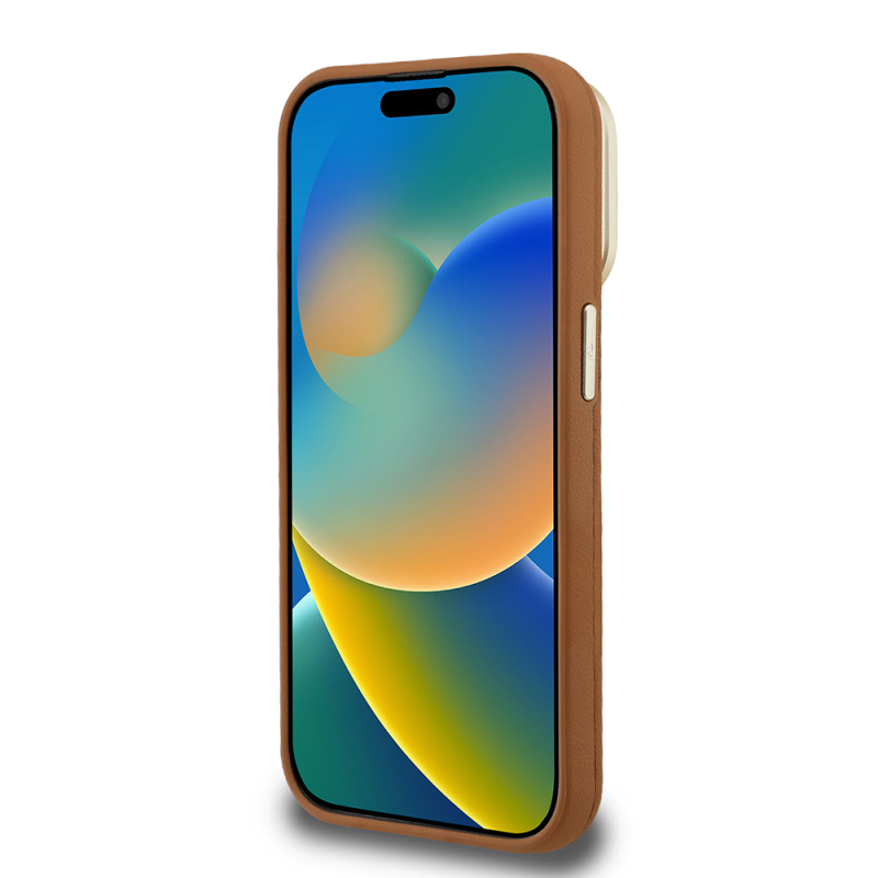 Apple iPhone 15 Pro Max Kılıf Guess Orjinal Lisanslı Grained Yazı Logolu Kamera Standlı Kapak - 9