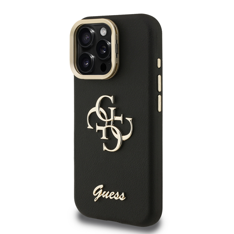 Apple iPhone 15 Pro Max Kılıf Guess Orjinal Lisanslı Grained Yazı Logolu Kamera Standlı Kapak - 13