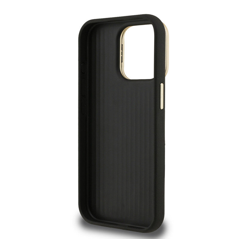 Apple iPhone 15 Pro Max Kılıf Guess Orjinal Lisanslı Grained Yazı Logolu Kamera Standlı Kapak - 18