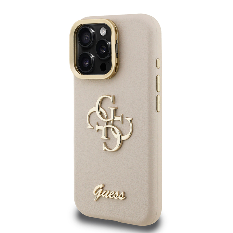 Apple iPhone 15 Pro Max Kılıf Guess Orjinal Lisanslı Grained Yazı Logolu Kamera Standlı Kapak - 20