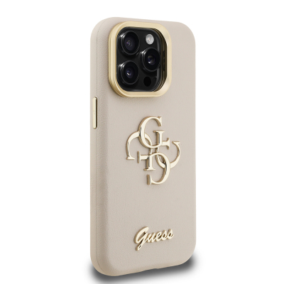 Apple iPhone 15 Pro Max Kılıf Guess Orjinal Lisanslı Grained Yazı Logolu Kamera Standlı Kapak - 22