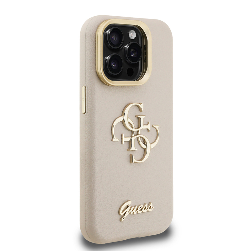 Apple iPhone 15 Pro Max Kılıf Guess Orjinal Lisanslı Grained Yazı Logolu Kamera Standlı Kapak - 22