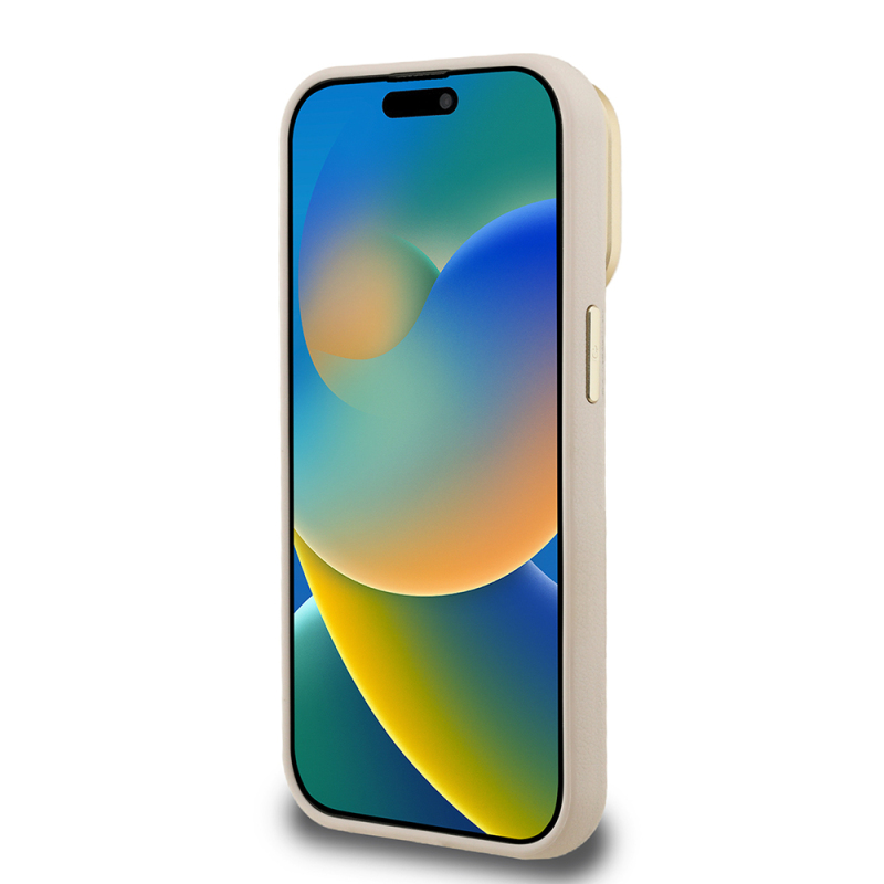 Apple iPhone 15 Pro Max Kılıf Guess Orjinal Lisanslı Grained Yazı Logolu Kamera Standlı Kapak - 23