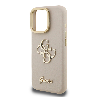 Apple iPhone 15 Pro Max Kılıf Guess Orjinal Lisanslı Grained Yazı Logolu Kamera Standlı Kapak - 24