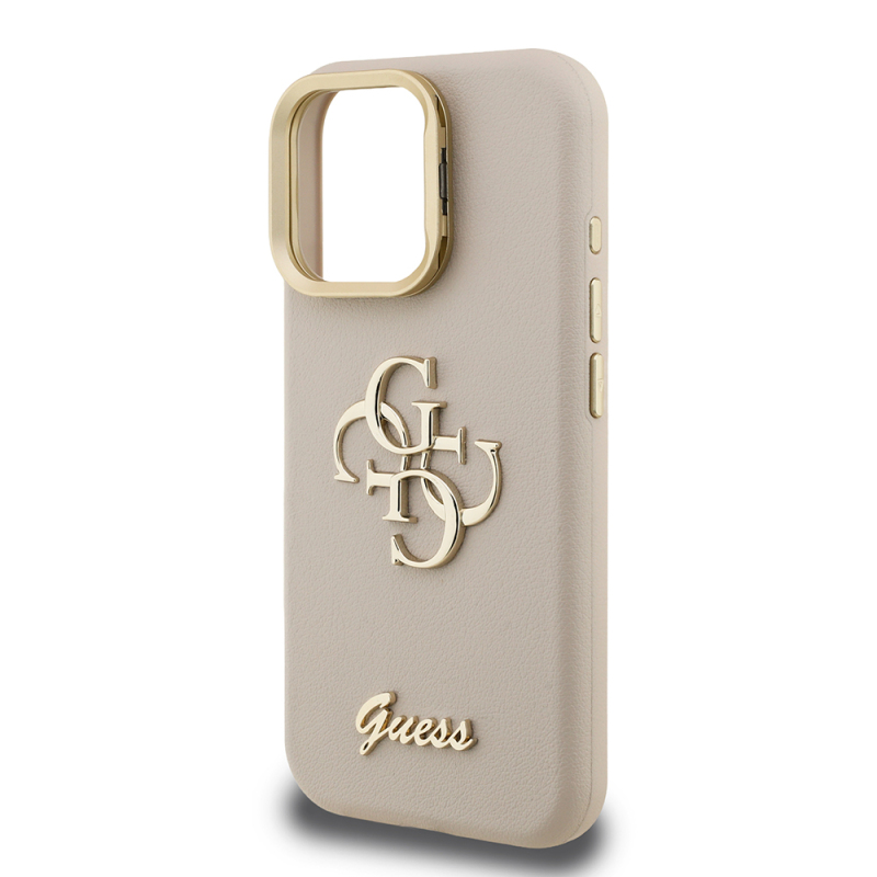 Apple iPhone 15 Pro Max Kılıf Guess Orjinal Lisanslı Grained Yazı Logolu Kamera Standlı Kapak - 24