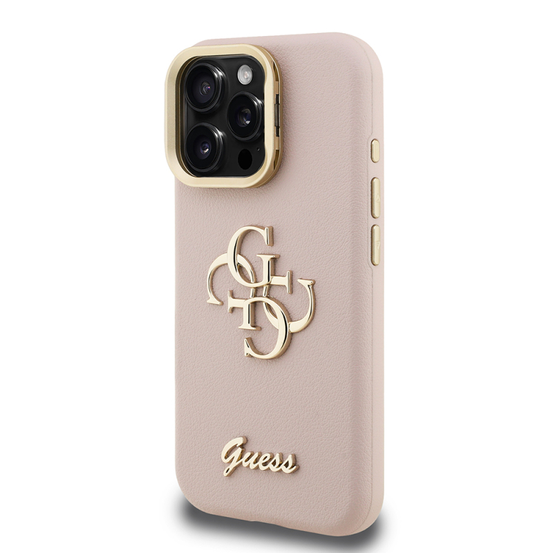 Apple iPhone 15 Pro Max Kılıf Guess Orjinal Lisanslı Grained Yazı Logolu Kamera Standlı Kapak - 27