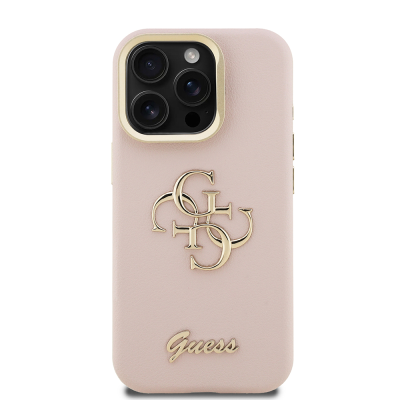 Apple iPhone 15 Pro Max Kılıf Guess Orjinal Lisanslı Grained Yazı Logolu Kamera Standlı Kapak - 28