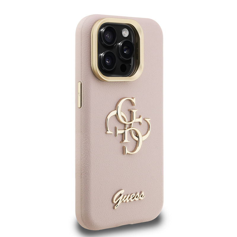 Apple iPhone 15 Pro Max Kılıf Guess Orjinal Lisanslı Grained Yazı Logolu Kamera Standlı Kapak - 29