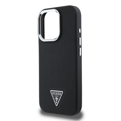 Apple iPhone 15 Pro Max Kılıf Guess Orjinal Lisanslı M-safe Şarj Özellikli Grained Triangle Kapak - 8