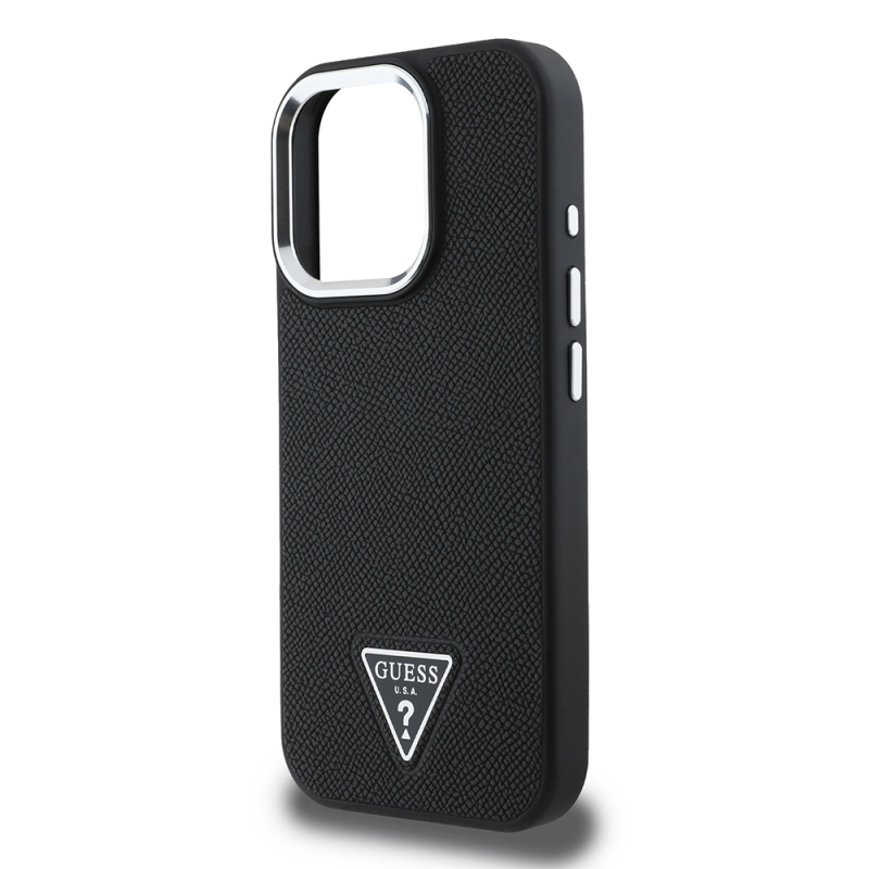 Apple iPhone 15 Pro Max Kılıf Guess Orjinal Lisanslı M-safe Şarj Özellikli Grained Triangle Kapak - 8