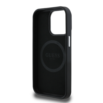 Apple iPhone 15 Pro Max Kılıf Guess Orjinal Lisanslı M-safe Şarj Özellikli Grained Triangle Kapak - 9