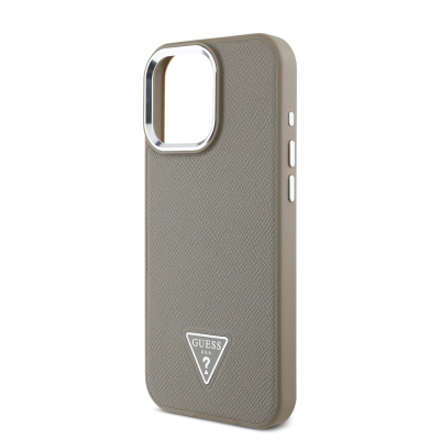 Apple iPhone 15 Pro Max Kılıf Guess Orjinal Lisanslı M-safe Şarj Özellikli Grained Triangle Kapak - 15