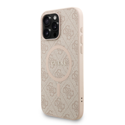 Apple iPhone 15 Pro Max Kılıf Guess Orjinal Lisanslı M-safe Şarj Özellikli PU Deri Bilek Askı İpli Yazı Logolu Kapak - 4