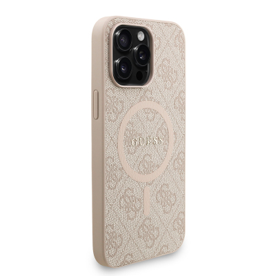Apple iPhone 15 Pro Max Kılıf Guess Orjinal Lisanslı M-safe Şarj Özellikli PU Deri Bilek Askı İpli Yazı Logolu Kapak - 5