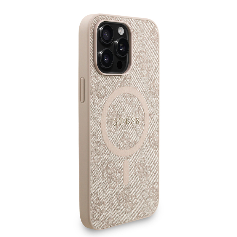 Apple iPhone 15 Pro Max Kılıf Guess Orjinal Lisanslı M-safe Şarj Özellikli PU Deri Bilek Askı İpli Yazı Logolu Kapak - 5