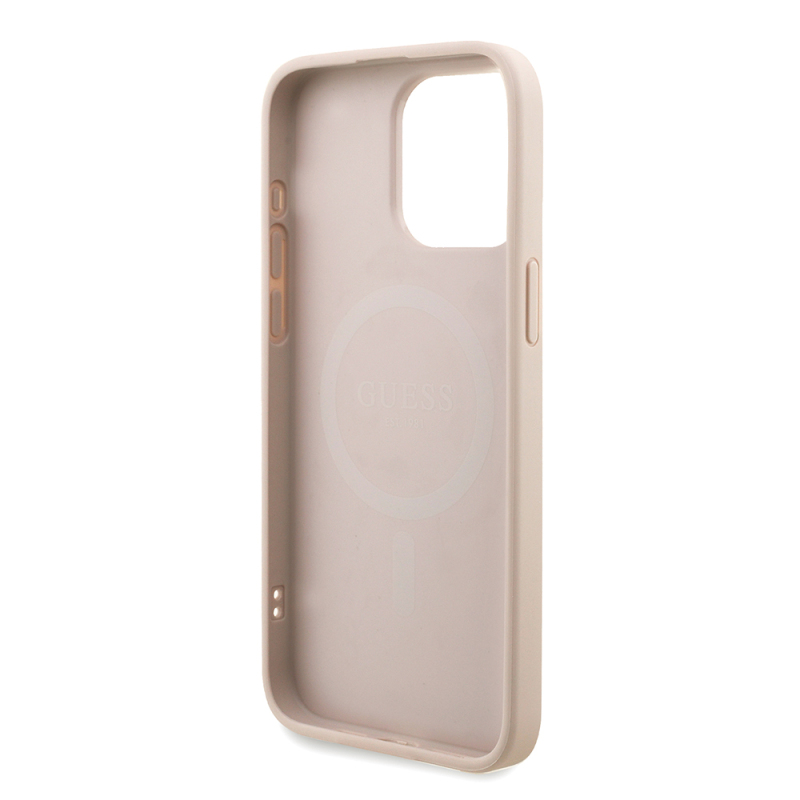 Apple iPhone 15 Pro Max Kılıf Guess Orjinal Lisanslı M-safe Şarj Özellikli PU Deri Bilek Askı İpli Yazı Logolu Kapak - 8